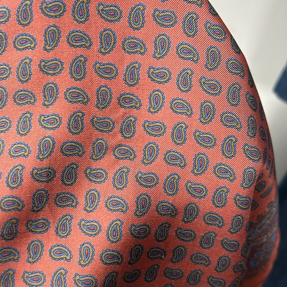 Etro brown 100% silk paisley vintage 16” pocket square scarf men’s made in Italy - Picture 11 of 11